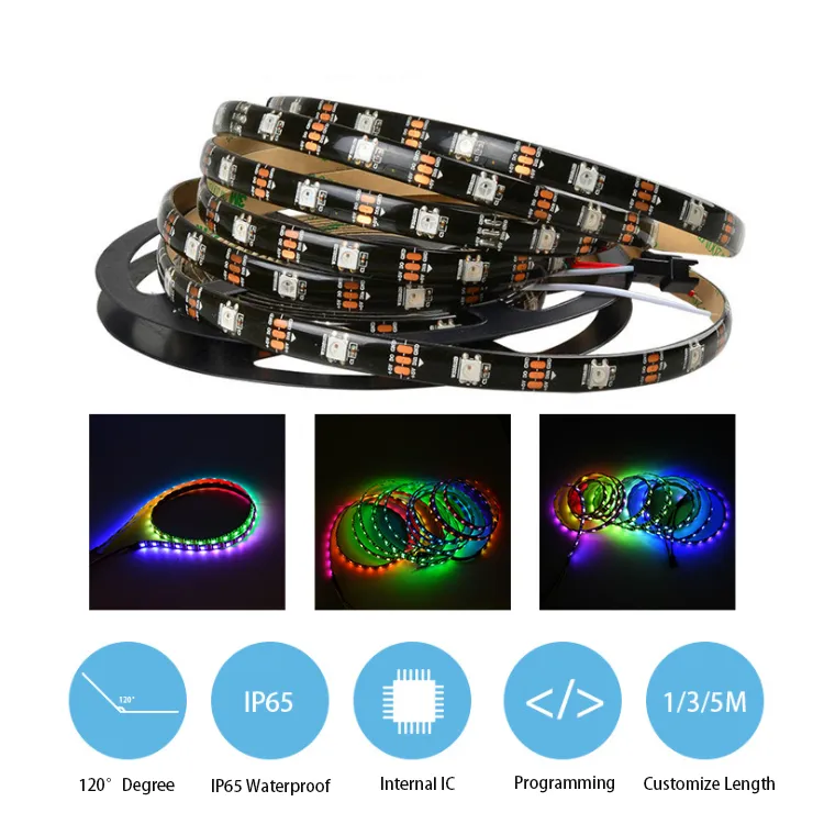 thumbnail image 2 of 10 Pack WS2812B 5050SMD RGB LED Pixel Modules - Individually Addressable Black PCB For DIY Projects 2 of 3